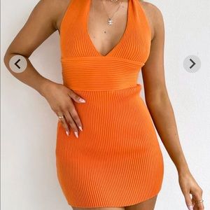 BEGINNING BOUTIQUE FLAMINGO DRESS ORANGE